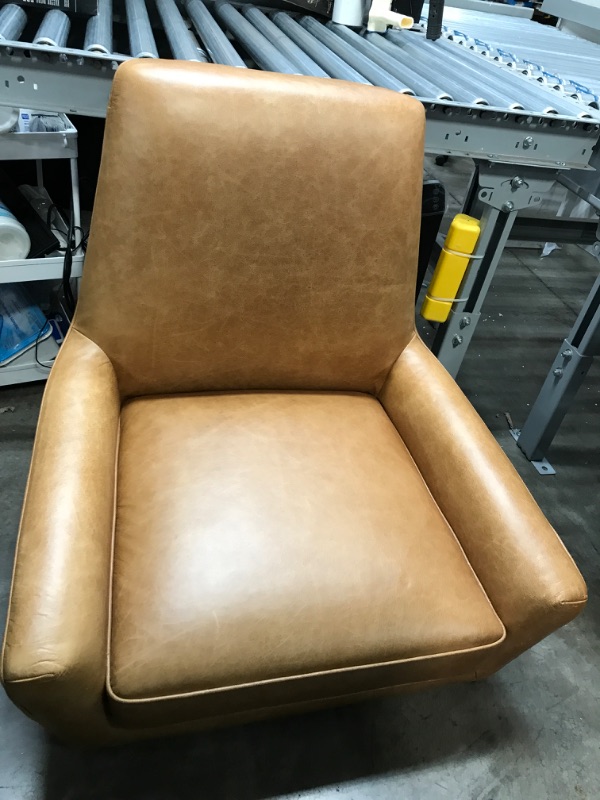 Photo 2 of Amazon Brand – Rivet Jamie Leather Mid-Century Modern Low Arm Accent Chair, 31"W, Cognac Cognac Leather