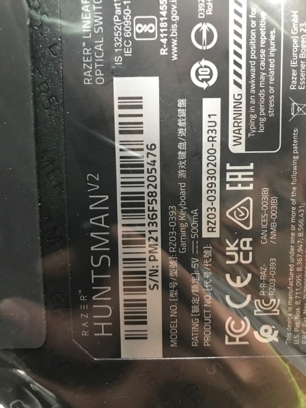 Photo 4 of Razer Huntsman V2 Optical Gaming Keyboard: Fastest Linear Optical Switches Gen-2 w/Sound Dampeners & 8000Hz Polling Rate - Doubleshot PBT Keycaps - Dedicated Media Keys & Dial - Ergonomic Wrist Rest Classic Black Keyboard Huntsman V2 Linear Optical Switch