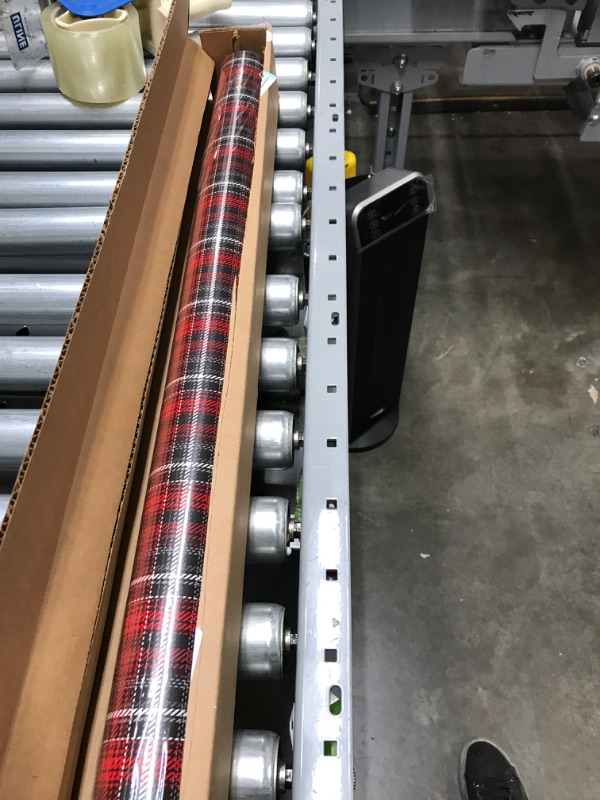 Photo 2 of American Greetings Reversible Wrapping Paper Jumbo, Red and Black Plaid (1 Roll, 175 sq. ft) Red and Black Plaid Wrapping Paper