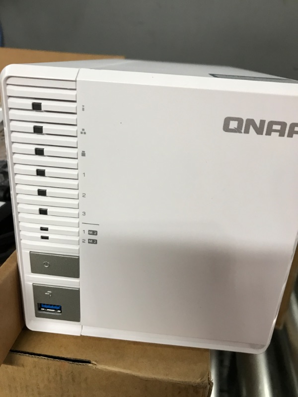 Photo 3 of QNAP TS-364-4G-US 3 Bay High-Performance Desktop NAS with 2.5GbE and M.2 SSD caching for Running Virtual Machines and Qtier 3 Bay - 4G RAM Diskless NAS