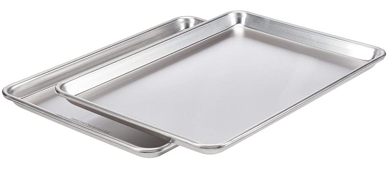 Photo 1 of AmazonCommercial Aluminum Baking Sheet Pan, 1/2 Sheet, 17.9 x 12.9 Inch, Pack of 2