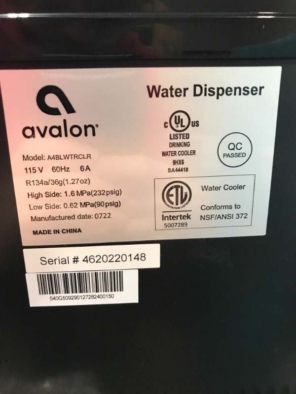 Photo 4 of Avalon Bottom Loading Water Cooler Dispenser with BioGuard- 3 Temperature Settings- UL/Energy Star Approved- Bottled
