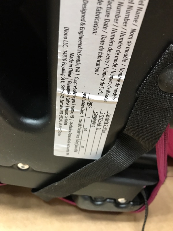 Photo 2 of Diono Cambria 2 XL, Dual Latch Connectors, 2-in-1 Belt Positioning Booster Seat, High-Back to Backless Booster with Space and Room to Grow, 8 Years 1 Booster Seat, Pink 2020 Pink