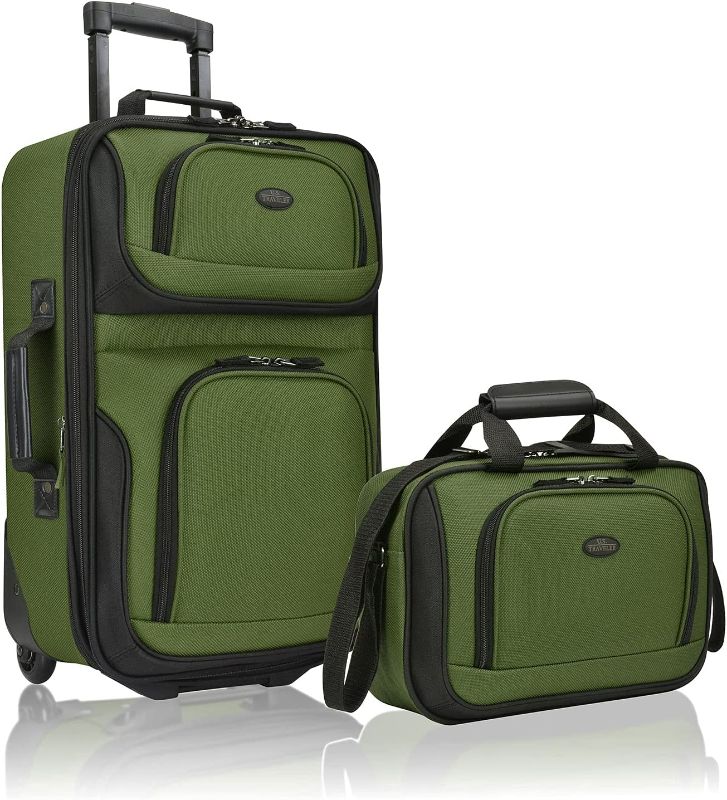 Photo 1 of ***U.S. Traveler Rio Rugged Fabric Expandable Carry-on Luggage Set, Green, 2 Wheel