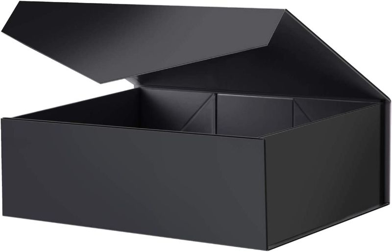 Photo 1 of Gift Box  Large Gift Box with Lid, Black Gift Box, Groomsman Box, Collapsible Gift Box with Magnetic Lid (Matte Black)
