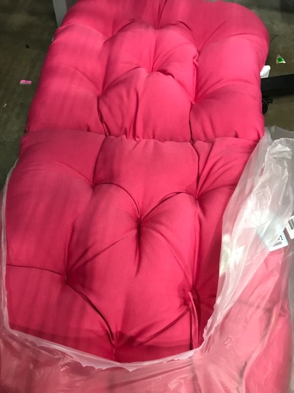 Photo 2 of Blazing Needles Outdoor Three-Section Tufted Seat/Back Chair Cushion, 18" x 38", Pink
