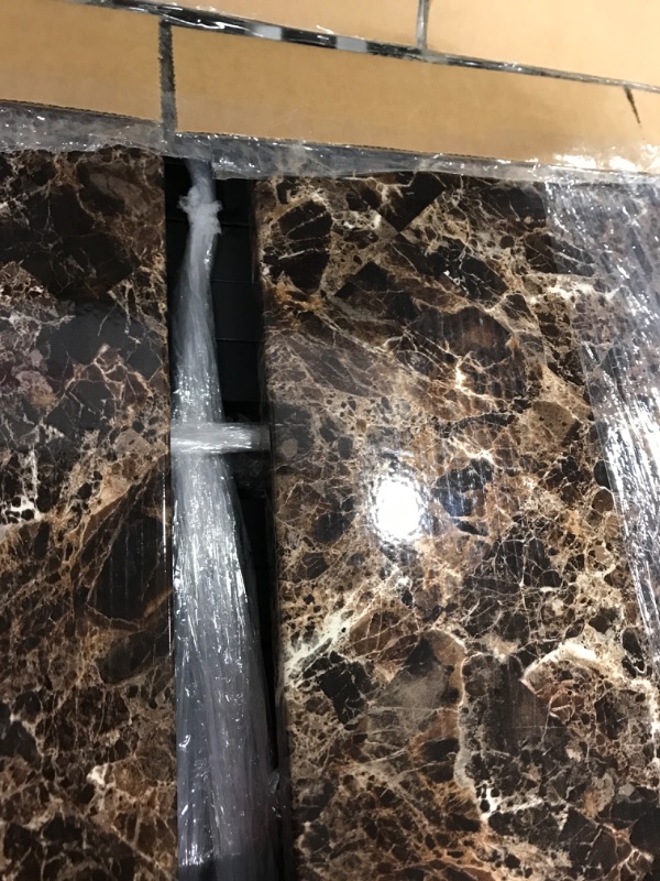 Photo 1 of  3 Piece Coffee Table Set, Faux Marble Tabletop Style with Black Metal Frame Sofa Side Tables Perfect for Living Room Accent Furniture,Includes Table & 2 End Tables, Brown
