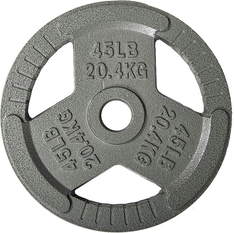 Photo 1 of 45lb  1" and 2" Olympic Iron Weight Plates Set for Barbells - Gray
