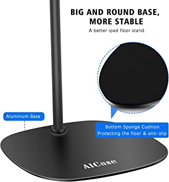 Photo 1 of AICase for iPad Tablet Floor Stand Tall, Adjustable Height (35.8-67.7 inch) Flexible Gooseneck Holder Long Arm, Compatible with iPad Mini Air Pro 12.9, All Cell Phones iPhone & Tablets (4.6-12.9-inch)
