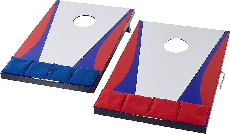 Photo 1 of Amazon Basics Wooden Cornhole Outdoor Lawn Game Set
