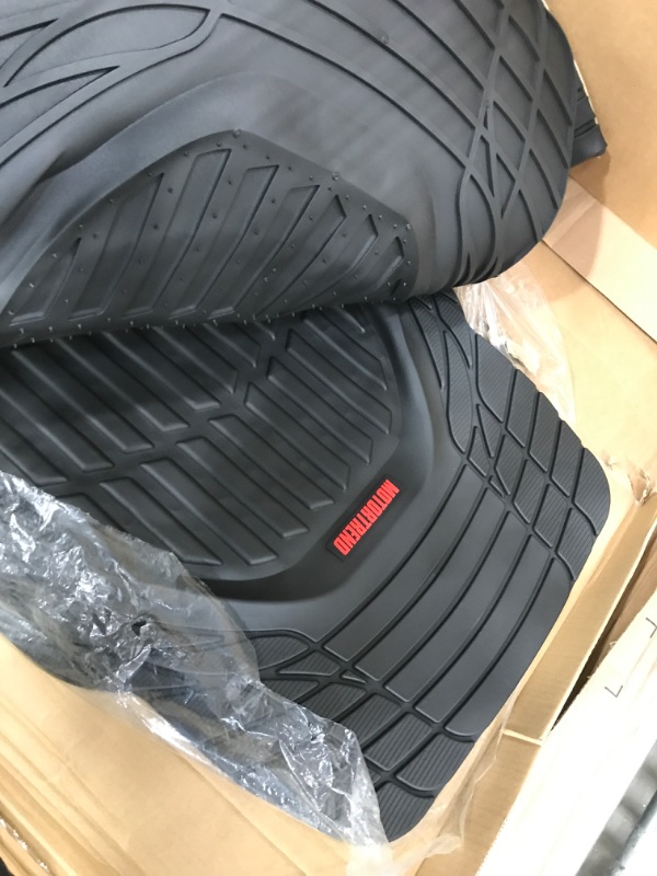 Photo 1 of Motor Trend 923-BK Black FlexTough Contour Liners-Deep Dish Heavy Duty Rubber Floor Mats for Car SUV Truck & Van-All Weather Protection Trim to Fit Most Vehicles Black Full Set