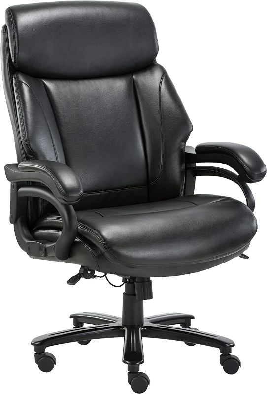 Photo 1 of COLAMY High Back Big & Tall Office Chair 400lb Large Executive Desk Computer Swivel Chair for Heavy People, Bonded Leather Heavy Duty Metal Base Adjustable Tilt Tension Ergonomic Design, Black
