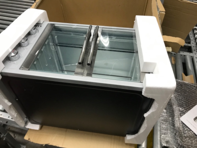 Photo 2 of 
-USED FOR PARTS-
LUBY Large Toaster Oven Countertop, French Door Designed, 55L, 18 Slices, 14'' pizza, 20lb Turkey, Silver
