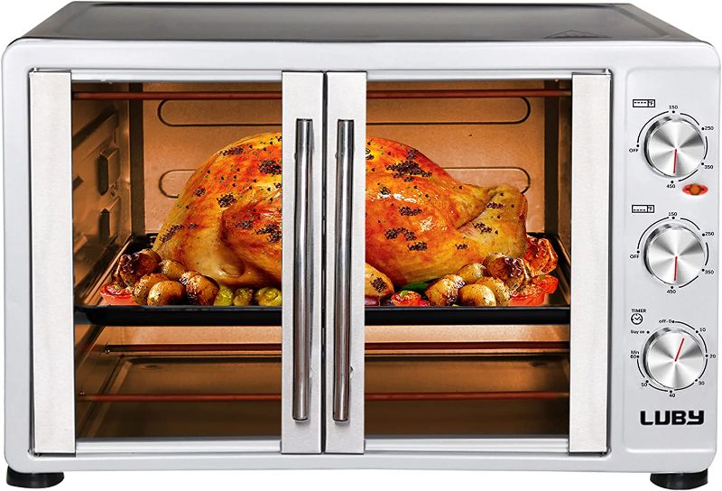 Photo 1 of 
LUBY Large Toaster Oven Countertop, French Door Designed, 55L, 18 Slices, 14'' pizza, 20lb Turkey, Silver
