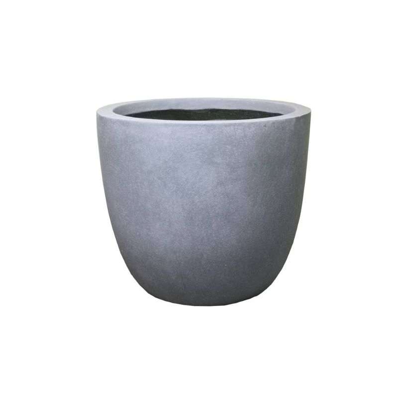 Photo 1 of 17 in. Tall Slate Gray Lightweight Concrete Round Modern Seamless Outdoor Planter
