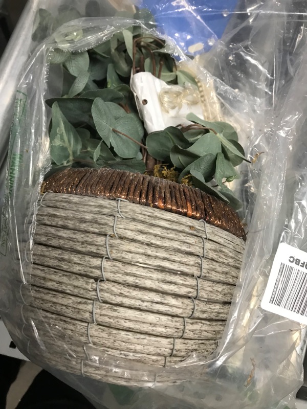 Photo 2 of Artificial Eucalyptus Tree Plant Fake Tree Faux Floor Plant for Decoration Inside 32 inches Tall in Woven Plastic Pot -1 Pack