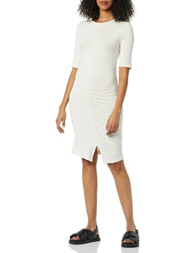 Photo 1 of Daily Ritual Women's Jersey Ruched Front Half-Sleeve Dress, Light Beige, Medium
