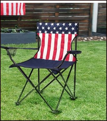 Photo 1 of  American Flag Camping Chair with Cupholder, Blue 20"D x 30"W x 31"H
 
