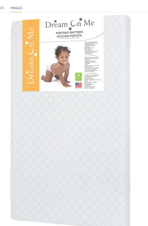 Photo 1 of Dream On Me Holly 3” Fiber Portable Crib Mattress, Greenguard Gold Certified, Waterproof Vinyl Cover, Lightweight Mini Crib Mattress, White
