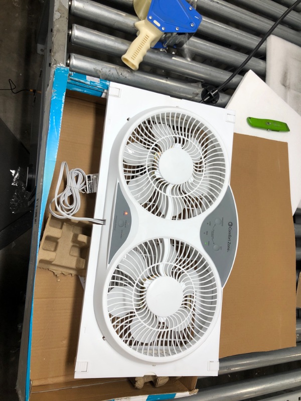 Photo 2 of 9 in. 3-Speed Expandable Reversible Twin Window Fan with Remote Control and Removable Cover and Bug Screen