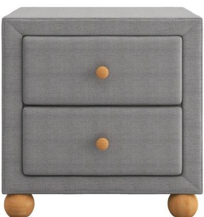 Photo 1 of ***SEE COMMENTS***
2-Drawers Modern Upholstered Storage Dark Gray Nightstand Natural Wood Knobs
