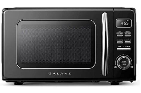 Photo 1 of ** BROKEN ** Galanz GLCMKZ07BKR07 Retro Countertop Microwave Oven with Auto Cook & Reheat, Defrost, Quick Start Functions, Easy Clean with Glass Turntable, Pull Handle.7 cu ft, Black
