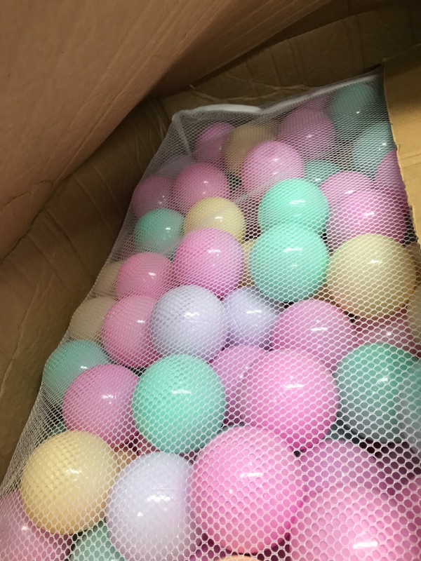 Photo 2 of Amazon Basics BPA Free Crush-Proof Plastic Ball Pit Balls with Storage Bag, Toddlers Kids 12+ Months, 6 Pastel Colors - Pack of 1000 6 Pastel Colors 1,000 Balls