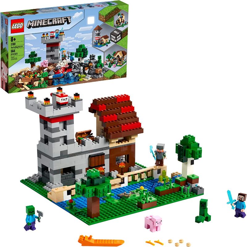 Photo 1 of LEGO Minecraft The Crafting Box 3.0 21161 Minecraft Brick Construction Toy and Minifigures, Castle and Farm Building Set, Great Gift for Minecraft Players Aged 8 and up (564 Pieces)
