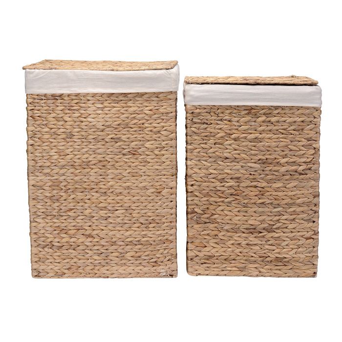 Photo 1 of **INCOMPLETE** 83-DEC7028 Portable Handmade Wicker Laundry Hampers with Lid - Set of 2
