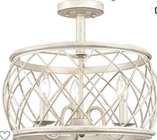 Photo 1 of DANSEER Farmhouse 3-Light Drum Semi Flush Mount Ceiling Light Metal Shade Antique White