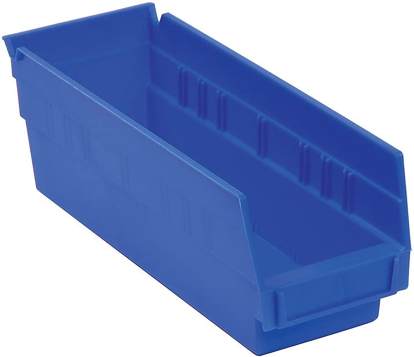 Photo 1 of Akro-Mils 30120 Plastic Nesting Shelf Bin Box, (12-Inch x 4-Inch x 4-Inch), Blue, (24-Pack) & 40120 Crosswise Width Plastic Divider for 30120, 30128, 30124 Shelf Bin Storage Bins, Black, (24-Pack) Blue Bin Box + Plastic Divider