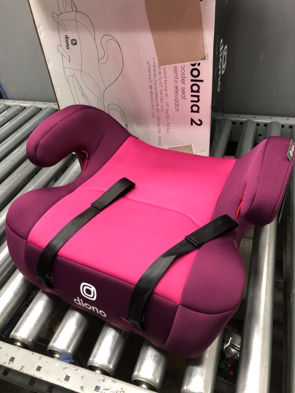 Photo 2 of Diono Solana 2 XL, Dual Latch Connectors, Lightweight Backless Belt-Positioning Booster Car Seat, 8 Years 1 Booster Seat, Pink
