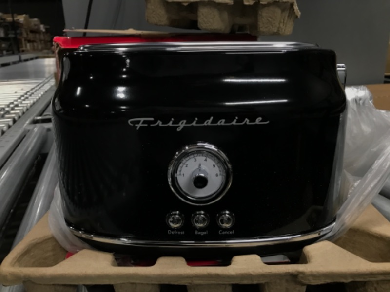 Photo 3 of Frigidaire ETO102-BLACK, 2 Slice Toaster, Retro Style, Wide Slot for Bread, English Muffins, Croissants, and Bagels, 5 Adjustable Toast Settings, Cancel and Defrost, 900w, Black BLACK Toaster