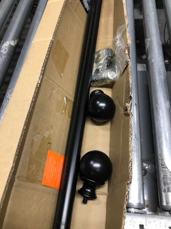 Photo 1 of Amazon Basics 1-Inch Curtain Rod with Round Finials - 1-Pack, 72 to 144 Inch, Black
