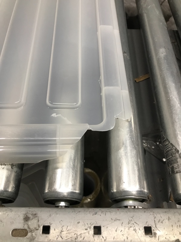 Photo 6 of *3 LID TOPS ARE BROKE ON EDGES* IRIS USA 68 Quart Large Storage Bin Utility Tote Organizing Container Box with Buckle Down Lid for Clothes Storage, 5 Pack, Clear (585380)
