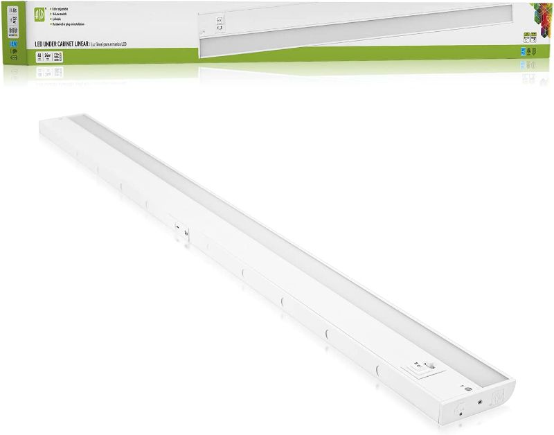 Photo 1 of ASD LED 24W Under Cabinet Lighting 48 Inch Dimmable Hardwired or Plug-in Installation 3 Color Levels- 2700K/3000K/4000K, Linkable Kitchen Lights, ETL & Energy Star, White Finish
