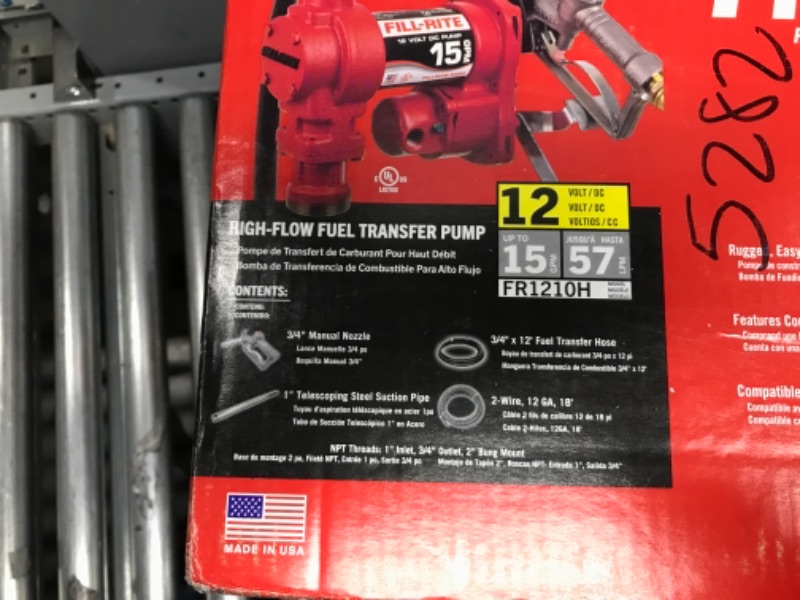 Photo 3 of Fill-Rite FR4210H 12V 20 GPM Fuel Transfer Pump with Discharge Hose & Manual Nozzle | Gasoline, Diesel, Kerosene, Ethanol & Methanol Blends & Biodiesel
