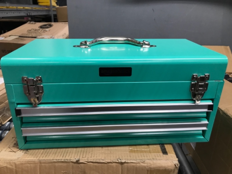 Photo 2 of Amazon Basics 2-Drawer Steel Organization Chest - Turquoise Powder Coated Finish
9.45"D x 18.11"W x 8.66"H
