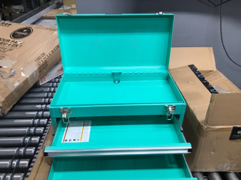 Photo 3 of Amazon Basics 2-Drawer Steel Organization Chest - Turquoise Powder Coated Finish
9.45"D x 18.11"W x 8.66"H
