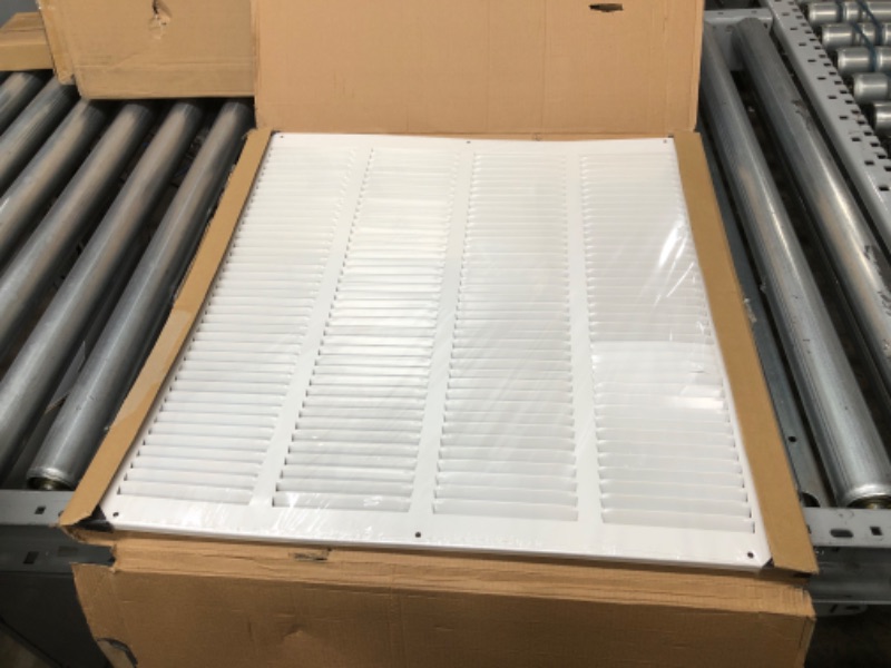 Photo 2 of 20"w X 20"h Steel Return Air Grilles - Sidewall and Ceiling - HVAC Duct Cover - White [Outer Dimensions: 21.75"w X 21.75"h] 20 X 20 White