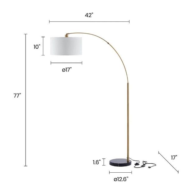 Photo 1 of ***PARTS ONLY*** Archiology 77" Brass Arch Floor Lamps with White Shade Marble Base - White/Brass/Black
