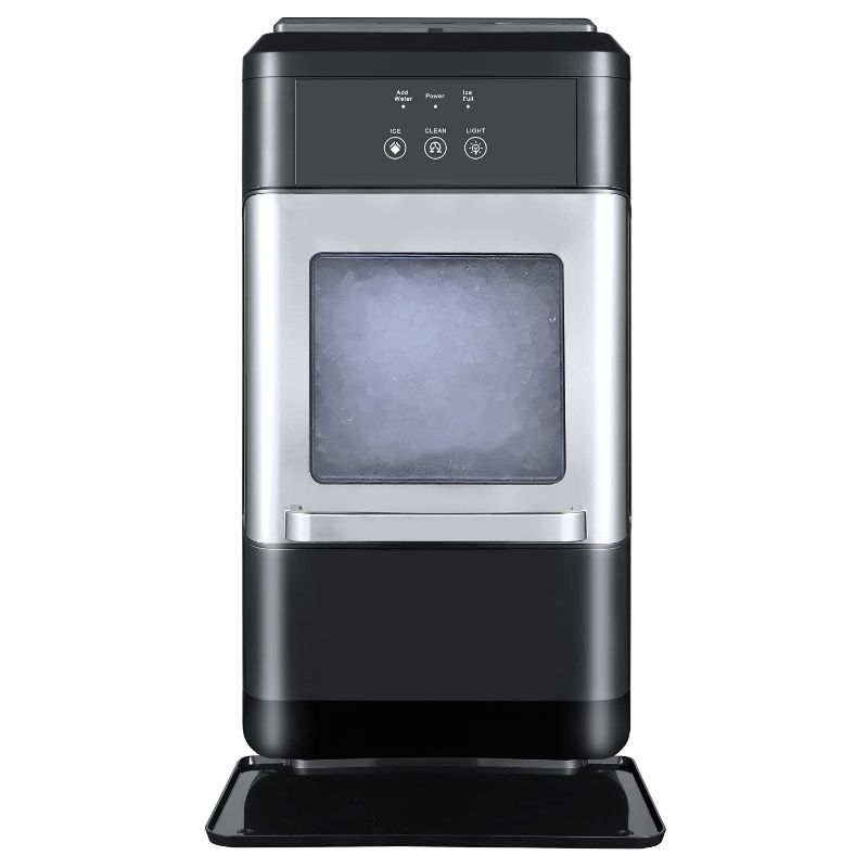 Photo 1 of 44 lbs. Freestanding Crunchy Nugget Ice Maker in Stainless Steel and Black
