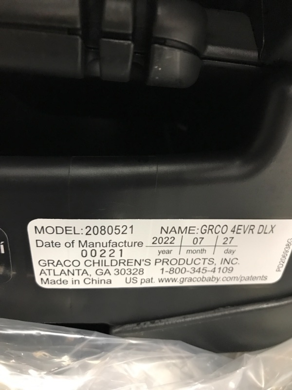 Photo 4 of Graco 4Ever DLX 4 in 1 Car Seat, Infant to Toddler Car Seat, with 10 Years of Use, Bryant , 20x21.5x24 Inch (Pack of 1)
