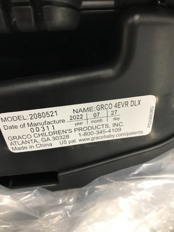 Photo 4 of Graco 4Ever DLX 4 in 1 Car Seat, Infant to Toddler Car Seat, with 10 Years of Use, Bryant , 20x21.5x24 Inch (Pack of 1)
