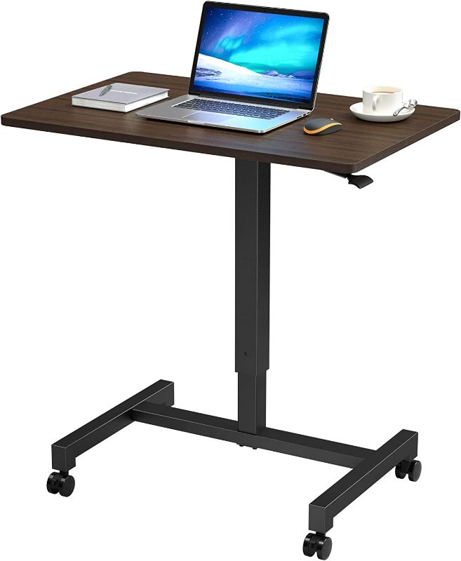 Photo 1 of FitDesk 27'' Pneumatic Adjustable Height Desk Mobile Laptop Standing Desk Cart, Portable Sit Stand Rolling Table for Home Office
