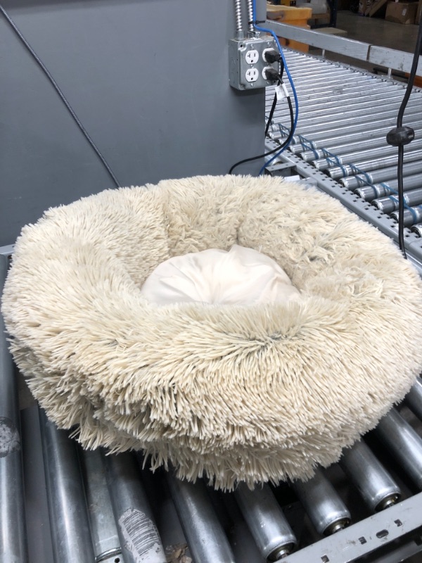 Photo 2 of Best Friends by Sheri The Original Calming Donut Cat and Dog Bed in Shag and Lux Fur, Machine Washable, High Bolster, Multiple Sizes S-XXL Shag Taupe Small 23" x 23" Bed Only