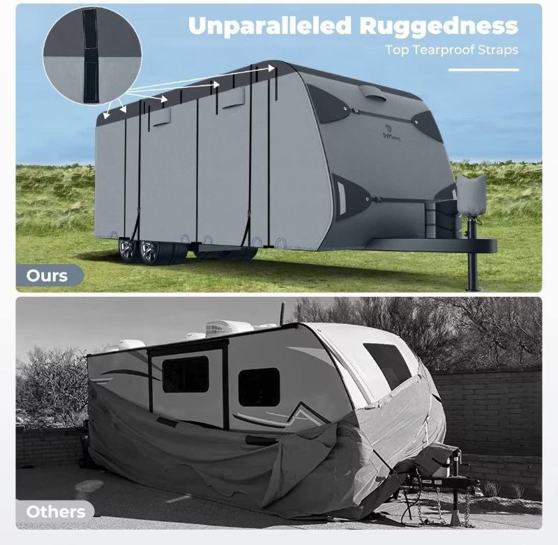 Photo 1 of *SIZING NOT AVAILABLE* RV Travel Trailer Cover Rip-Stop Waterproof Camper Cover Fits Motorhome - Anti-UV Windproof Breathable with 4 Tire Covers 