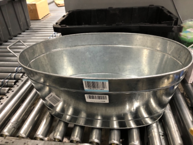 Photo 2 of -USED FOR PART/ STORAGE BIN-
Stainless Steel Large 26" Heavy Duty tub Galvanized Oval Beverage Party Tub Chiller. Garden Planter Serve Ware. Ideal for Patio Garden