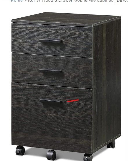 Photo 1 of 16.1"W Wood 3 Drawer Mobile File Cabinet | DEVAISE
