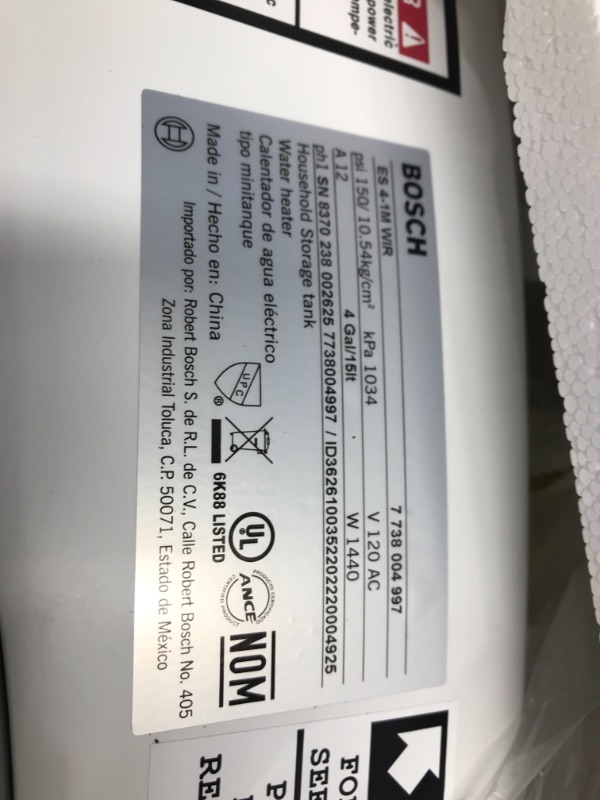 Photo 4 of Bosch Electric Mini-Tank Water Heater Tronic 3000 T 4-Gallon (ES4) - Eliminate Time for Hot Water - Shelf, Wall or Floor Mounted 4 Gallon